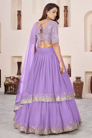 Lavender Sequin Georgette Lehenga (ACA6565)