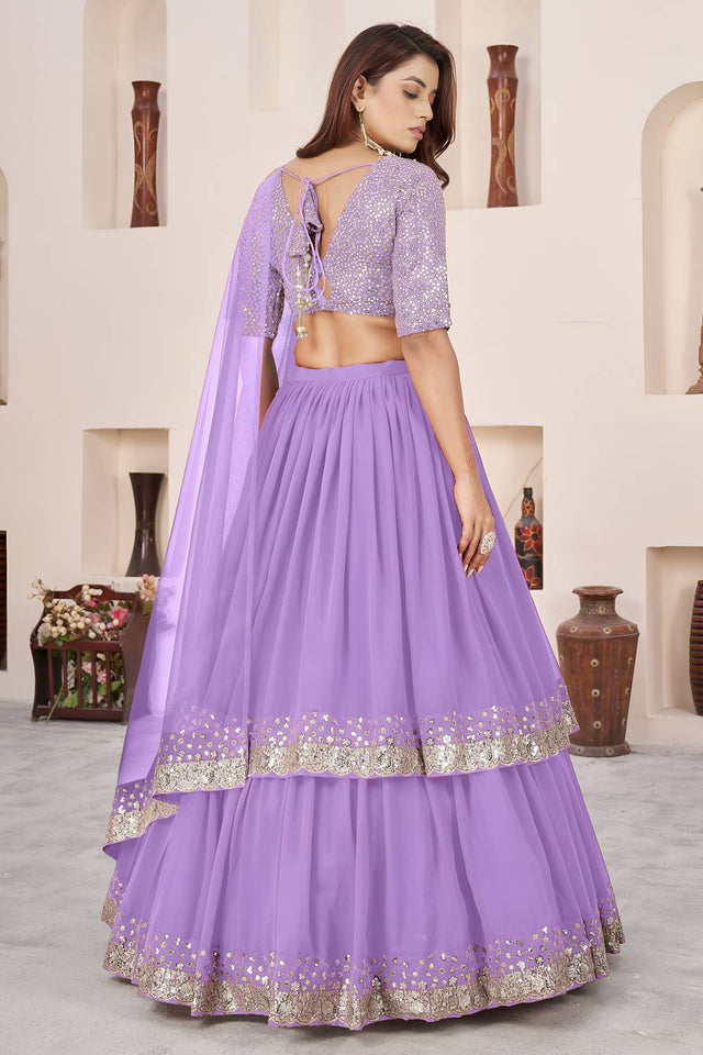 Lavender Sequin Georgette Lehenga (ACA6565)