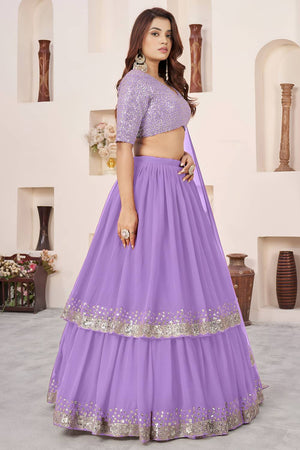 Lavender Sequin Georgette Lehenga (ACA6565)