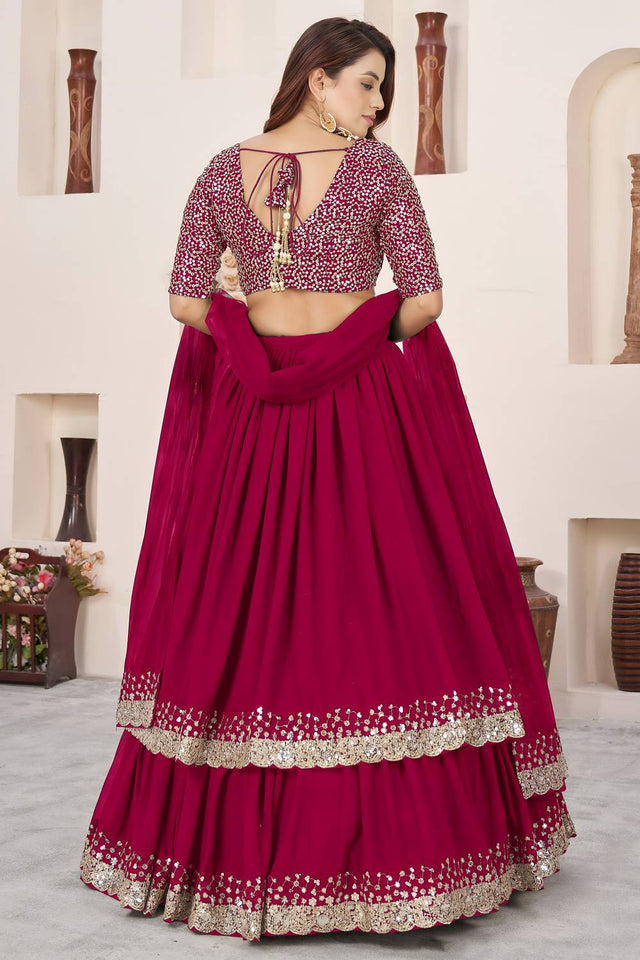 Pink Sequin Georgette Lehenga (ACA6567)