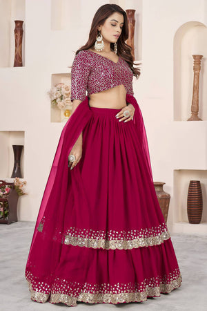 Pink Sequin Georgette Lehenga (ACA6567)