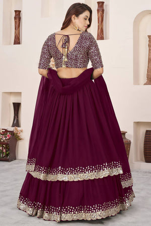 Purple Sequin Georgette Lehenga (ACA6568)
