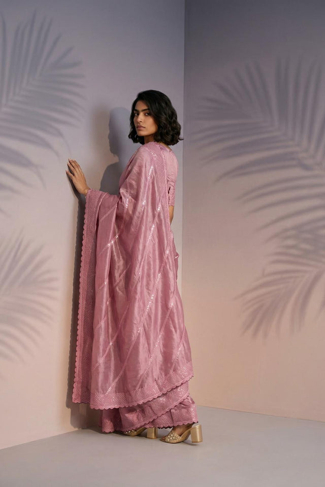 Orange Embroidered Silk Saree (ACA6598)