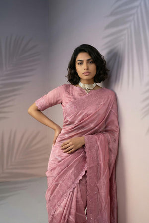 Orange Embroidered Silk Saree (ACA6598)