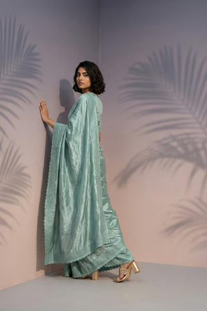 Green Embroidered Silk Saree (ACA6600)
