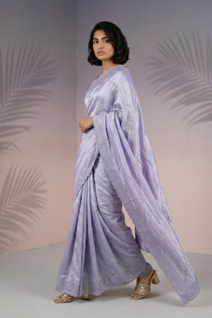 Lavender Embroidered Silk Saree (ACA6601)