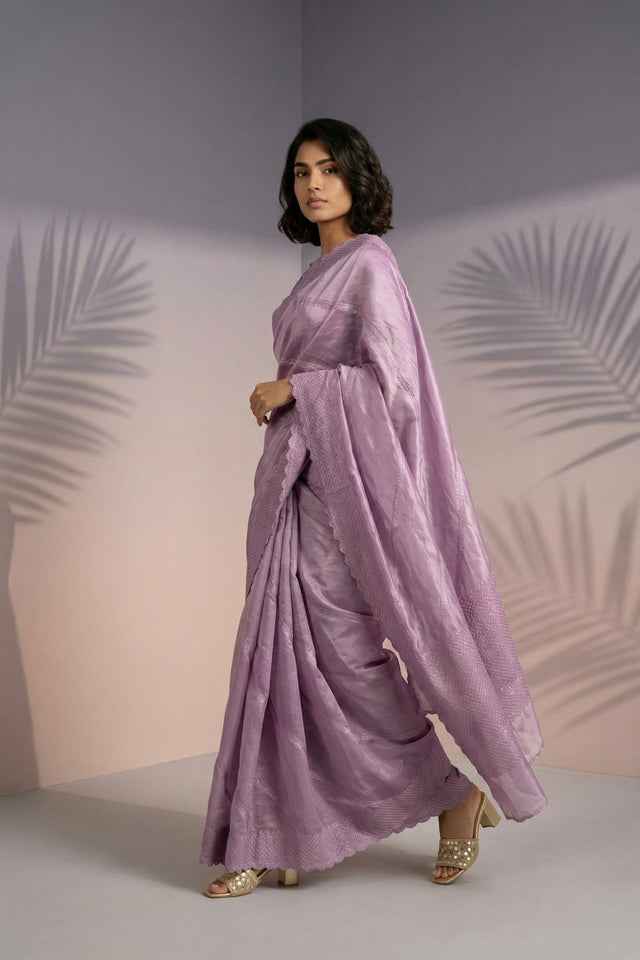 Mauve Embroidered Silk Saree (ACA6602)