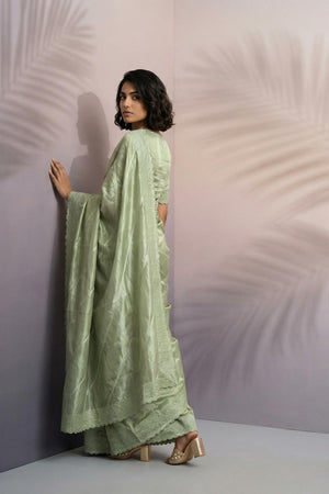 Green Embroidered Silk Saree (ACA6603)
