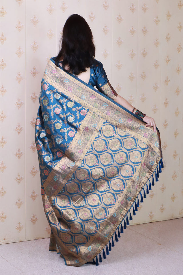 Blue Woven Banarasi Silk Saree (ACA6673)