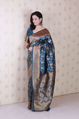 Blue Woven Banarasi Silk Saree (ACA6673)
