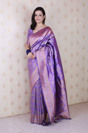 Lavender Woven Banarasi Silk Saree (ACA6674)