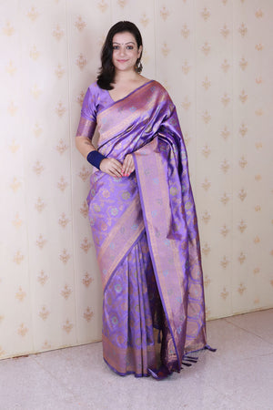 Lavender Woven Banarasi Silk Saree (ACA6674)