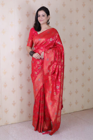 Pink Woven Banarasi Silk Saree (ACA6677)