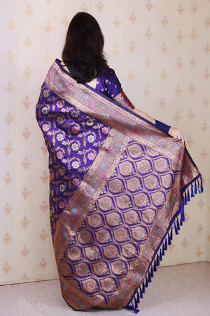 Violet Woven Banarasi Silk Saree (ACA6678)