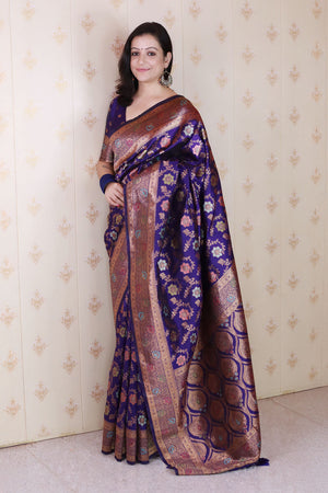 Violet Woven Banarasi Silk Saree (ACA6678)