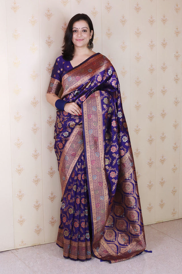 Violet Woven Banarasi Silk Saree (ACA6678)