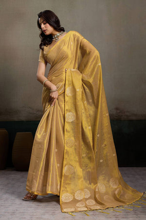 Beige Woven Tissue Saree (ACA6687)
