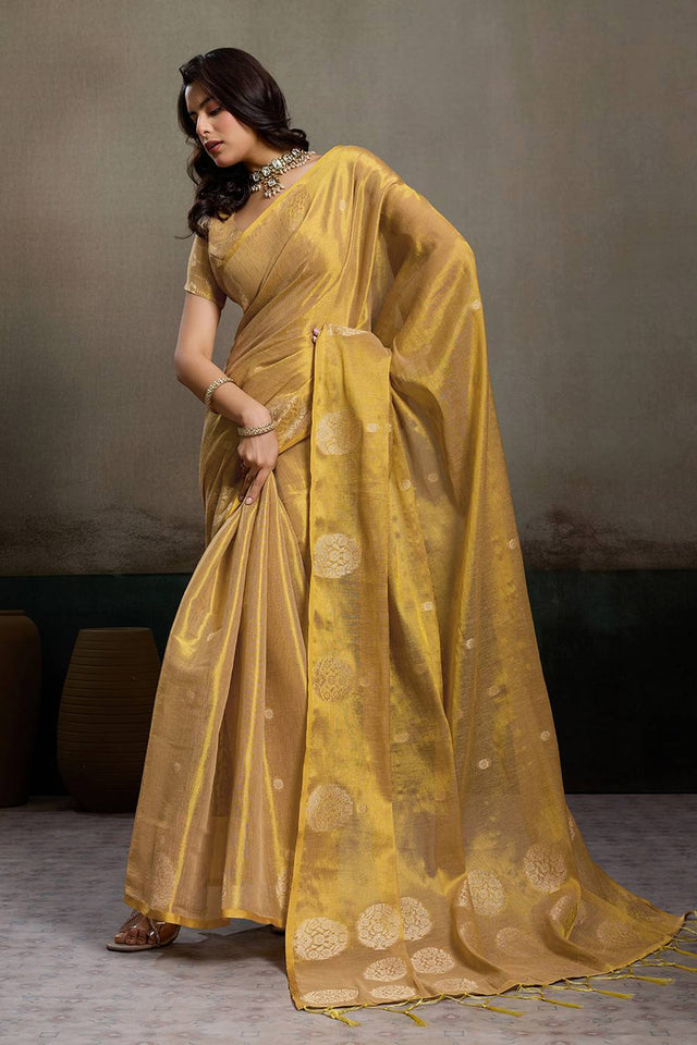 Beige Woven Tissue Saree (ACA6687)