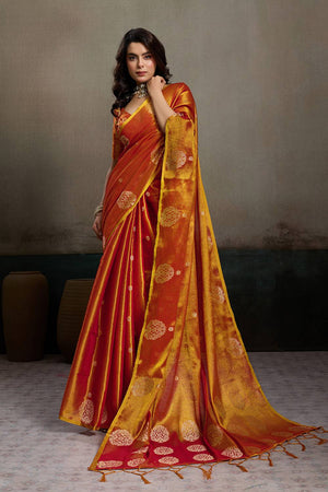 Orange Woven Tissue Saree (ACA6688)