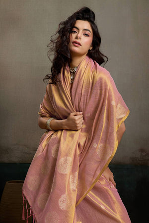 Pink Woven Tissue Saree (ACA6689)