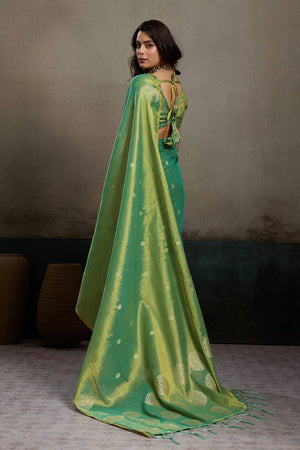 Green Woven Tissue Saree (ACA6690)