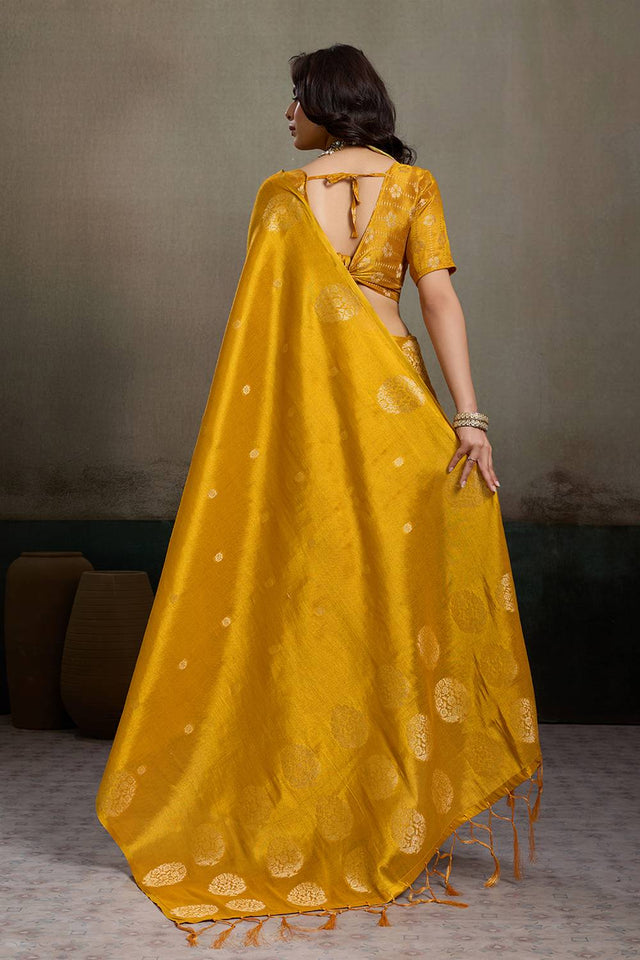 Mustard Woven Tissue Saree (ACA6691)