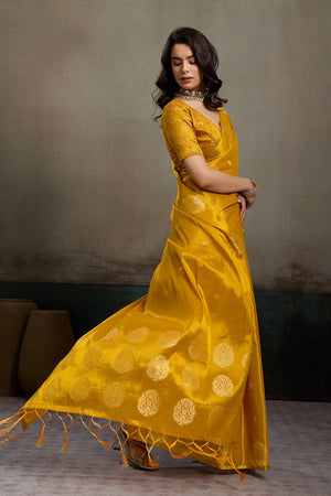 Mustard Woven Tissue Saree (ACA6691)