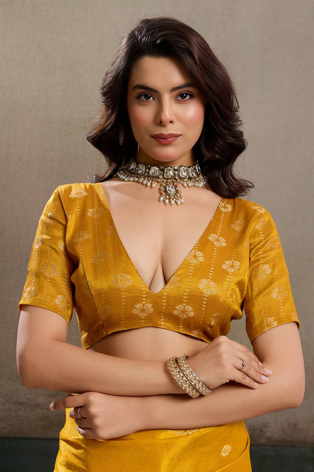 Mustard Woven Tissue Saree (ACA6691)