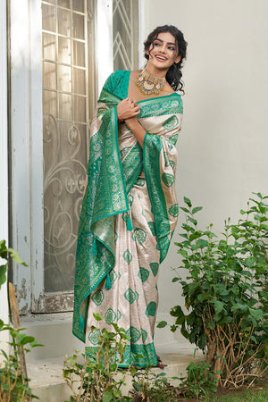 Sea Green Woven Silk Blend Saree (ACA6723)