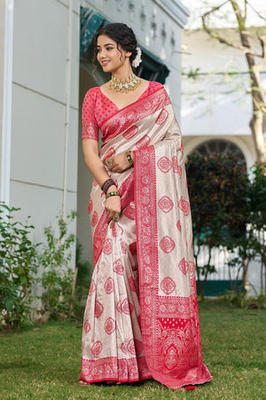 Red Woven Silk Blend Saree (ACA6724)