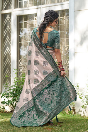 Green Woven Silk Blend Saree (ACA6725)