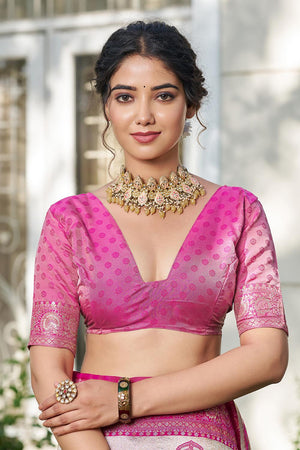 Pink Woven Silk Blend Saree (ACA6726)