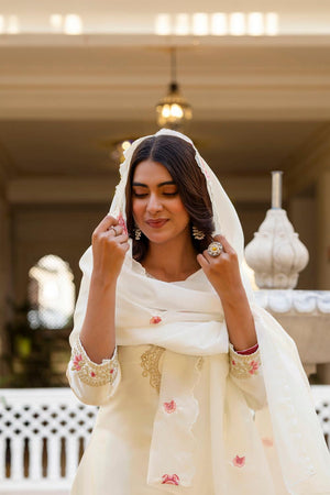 White Floral Embroidered Satin Punjabi Suit Set (ACA6738)