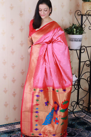 Light Pink Woven Soft Silk Saree (ACA6745)