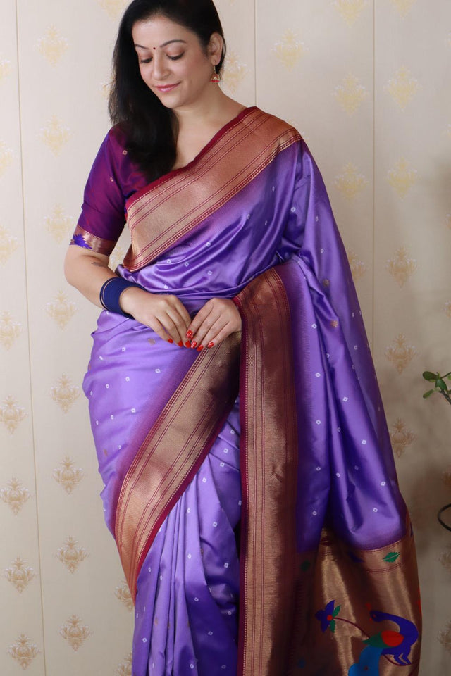 Lavender Woven Soft Silk Saree (ACA6747)