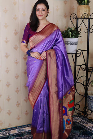 Lavender Woven Soft Silk Saree (ACA6747)
