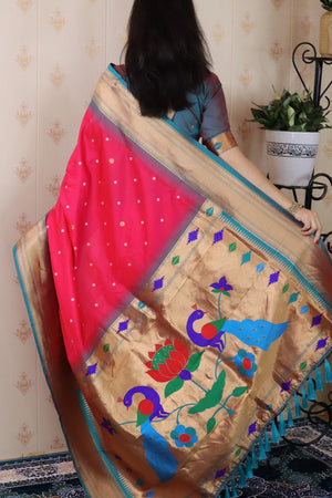 Pink Woven Soft Silk Saree (ACA6751)
