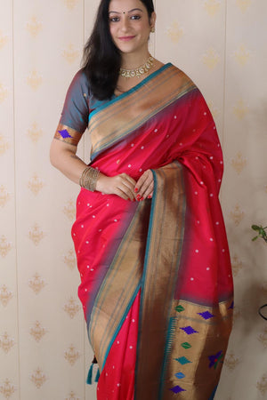 Pink Woven Soft Silk Saree (ACA6751)