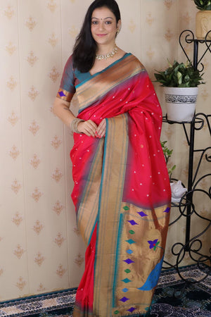 Pink Woven Soft Silk Saree (ACA6751)