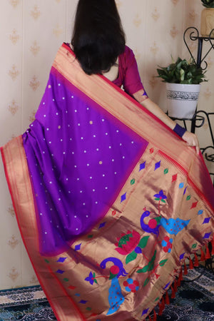 Violet Woven Soft Silk Saree (ACA6752)