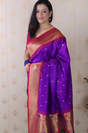 Violet Woven Soft Silk Saree (ACA6752)