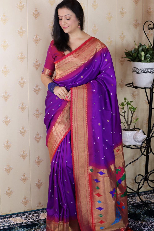 Violet Woven Soft Silk Saree (ACA6752)