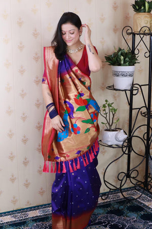 Violet Woven Soft Silk Saree (ACA6753)