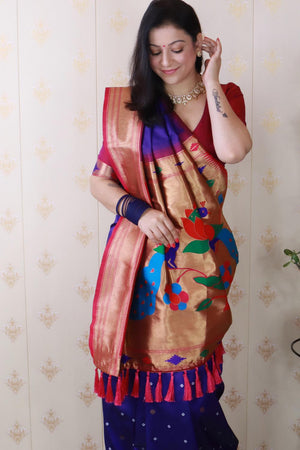 Violet Woven Soft Silk Saree (ACA6753)