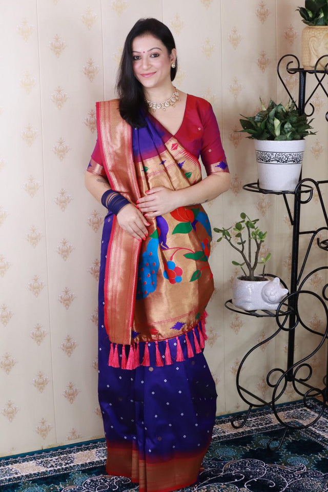 Violet Woven Soft Silk Saree (ACA6753)