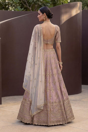 Pink Sequin with Floral Embroidered Silk Lehenga (ACA6764)
