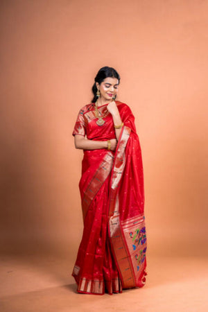 Maroon Woven Silk Saree (ACA6857)