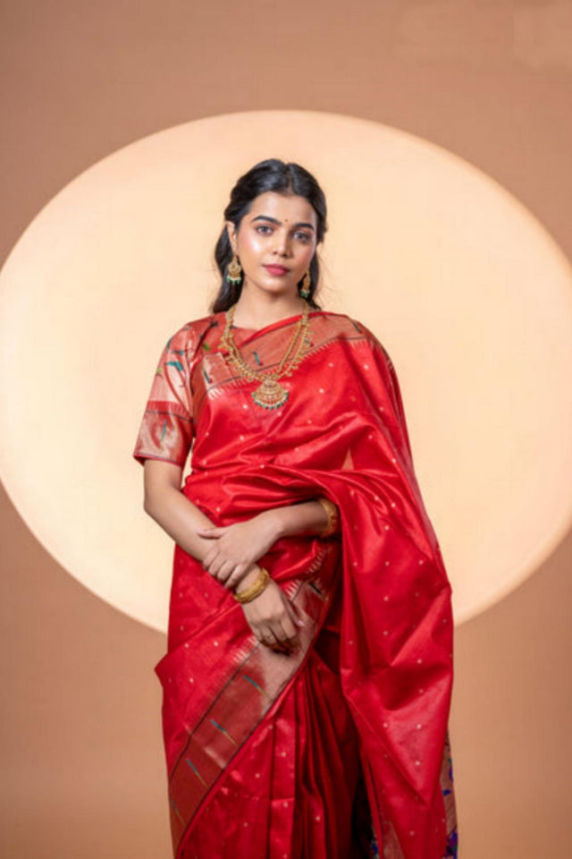 Maroon Woven Silk Saree (ACA6857)