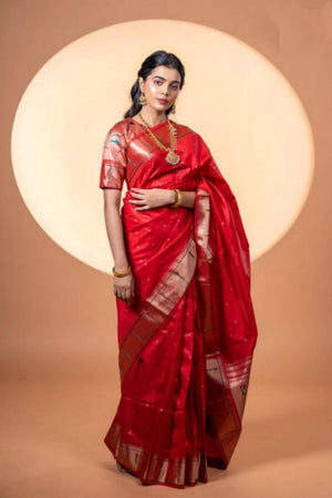 Maroon Woven Silk Saree (ACA6857)