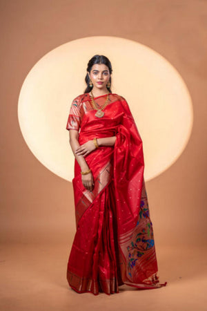 Maroon Woven Silk Saree (ACA6857)